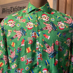 SuitMeister Men's Button Down Sponge Bob Christmas Shirt NEW Medium